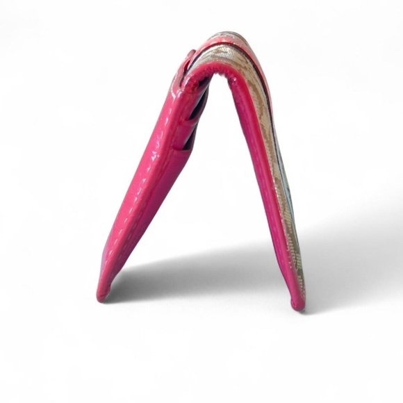 Coach Signature Canvas & Pink Leather Fold Over Wallet - Picture 4 of 7